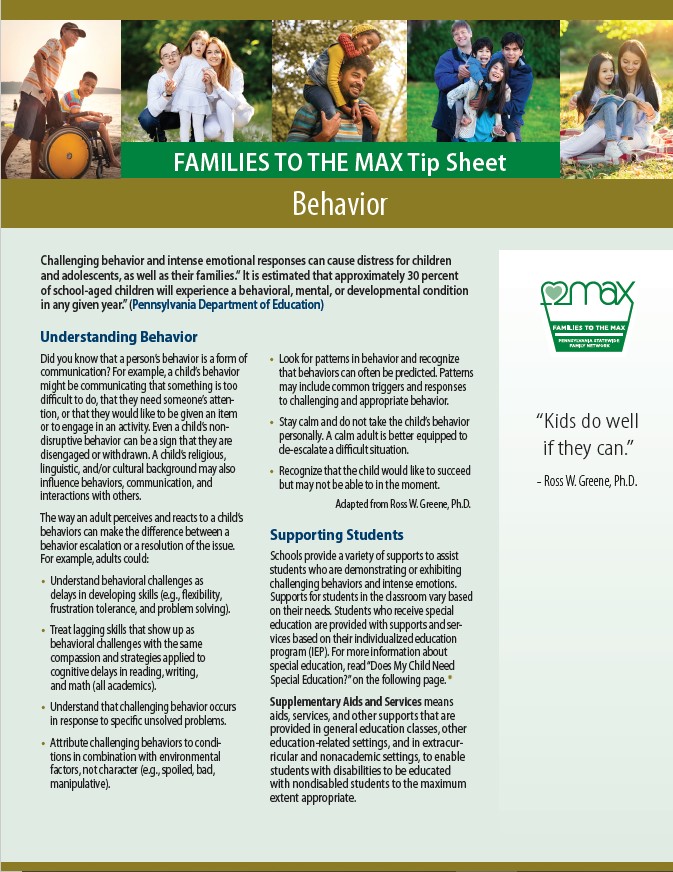 Families to the MAX Tip Sheet: Behavior